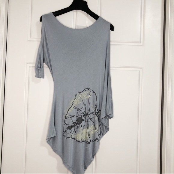 Seduction Small Women Grey Cold Shoulder Dress - Picture 1 of 8